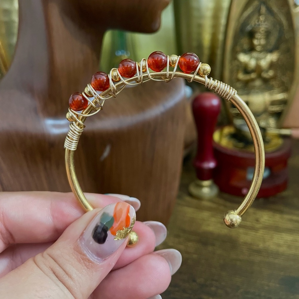 Carnelian Bracelet Cuff, Gold Plated Jewelry, Crystal Jewelry